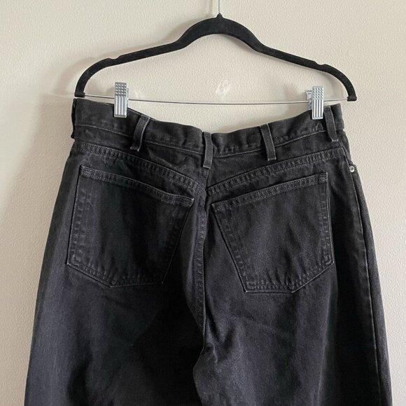 Lands End Women Sz 14 Black Dark Wash Relaxed Fit Denim Hi-Rise Jeans *Altered* - Picture 6 of 9